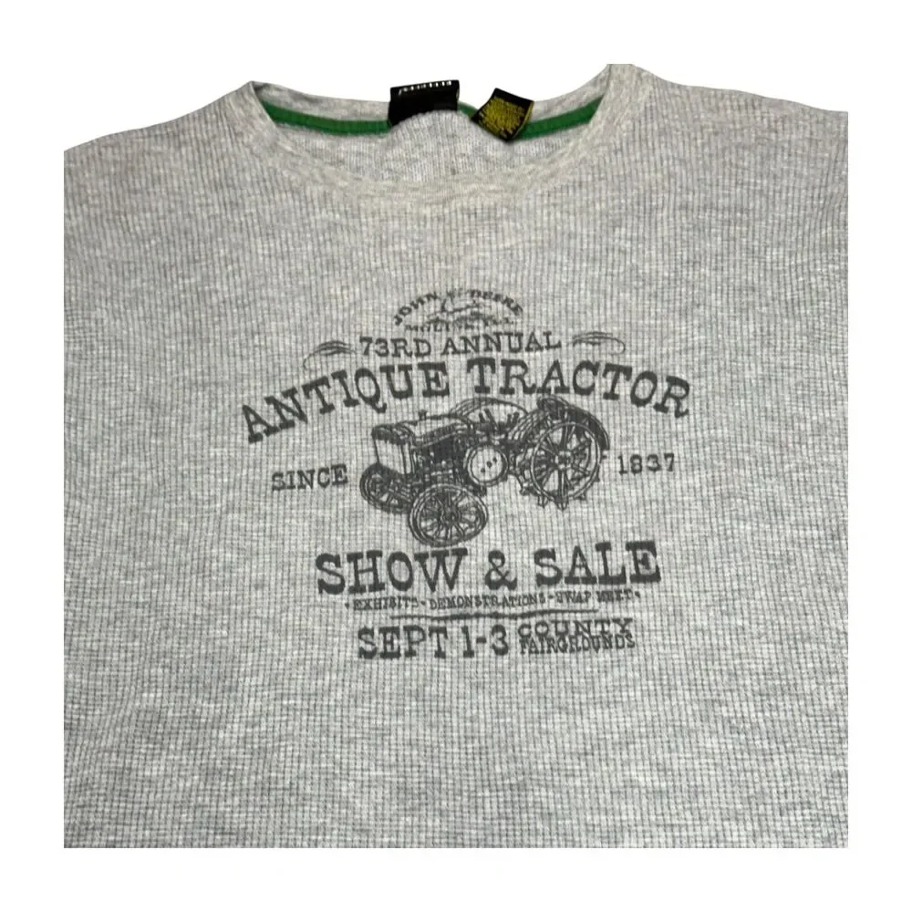 John Deere Tank Top Mens Medium Heather Gray Graphic Antique Tractor Show & Sale - Picture 4 of 7